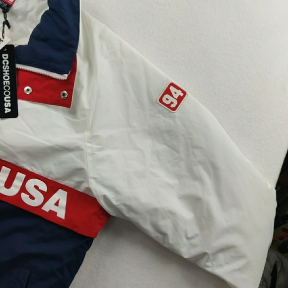 DC SHOE CO USA water Resistant Men Large Jacket Red White Blue - Picture 10 of 12